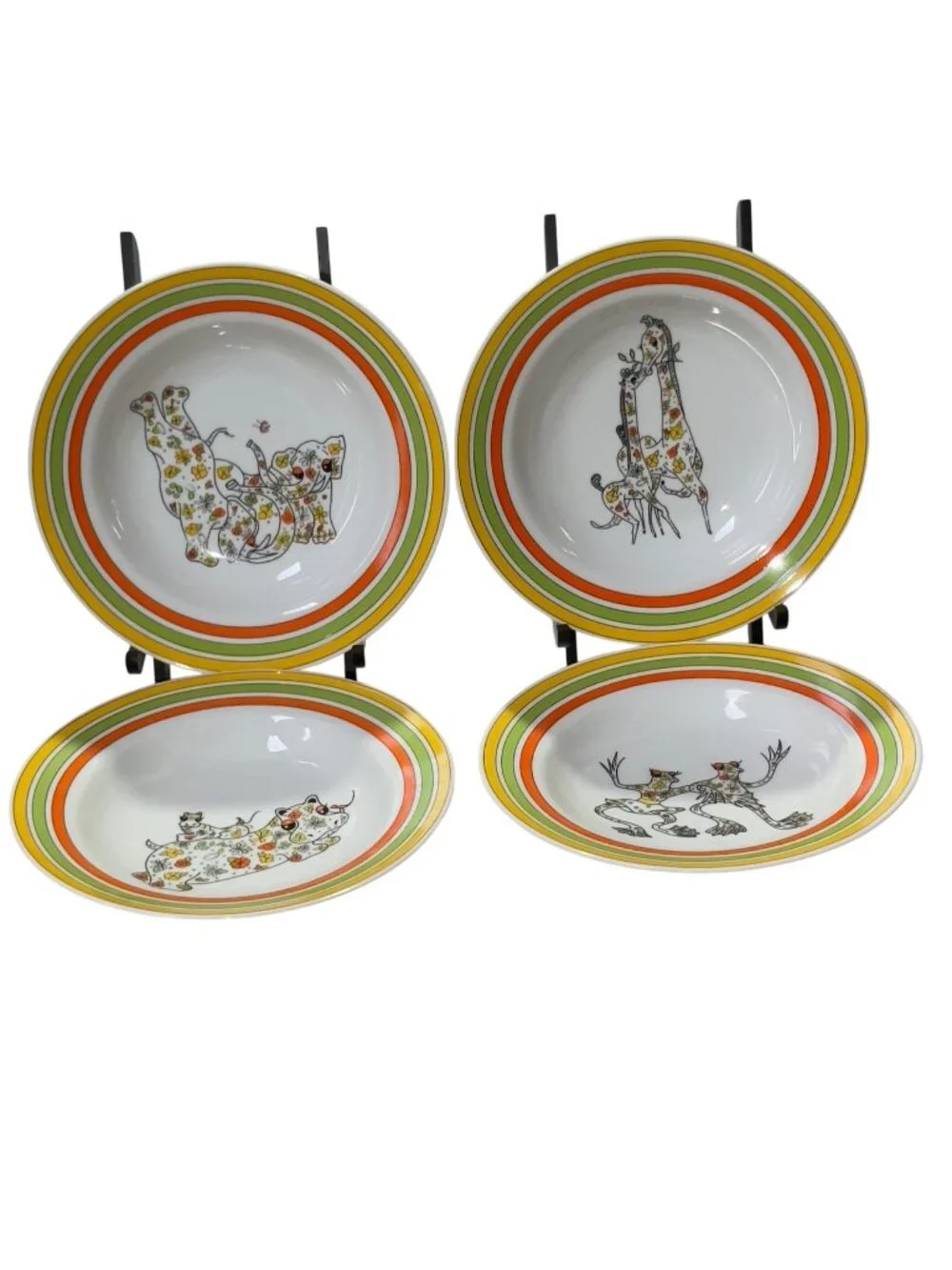 Set Of 4 Zoophisticates By Gant Gaither Bowls Animal Design Porcelain 8.25 Inch